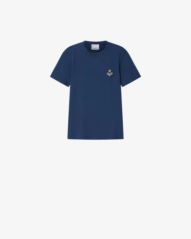 Isabel Marant Honoré t-shirt bleu marine coton logo brodé