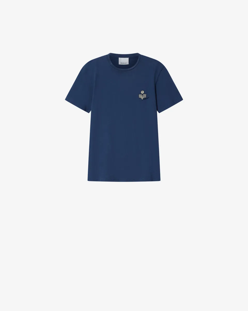 Isabel Marant Honoré t-shirt bleu marine coton logo brodé