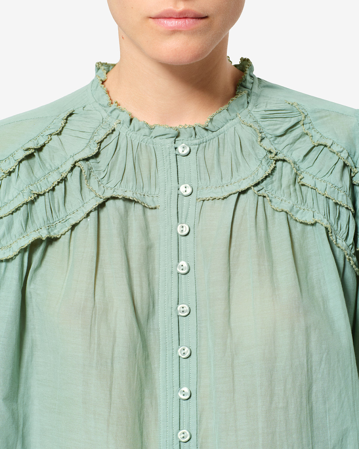 Isabel Marant Christa blouse sauge coton volants