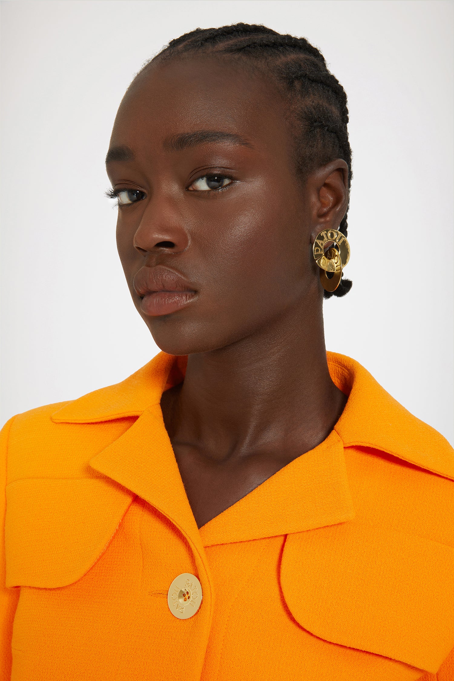 Patou JA037 veste laine courte orange vif cropped