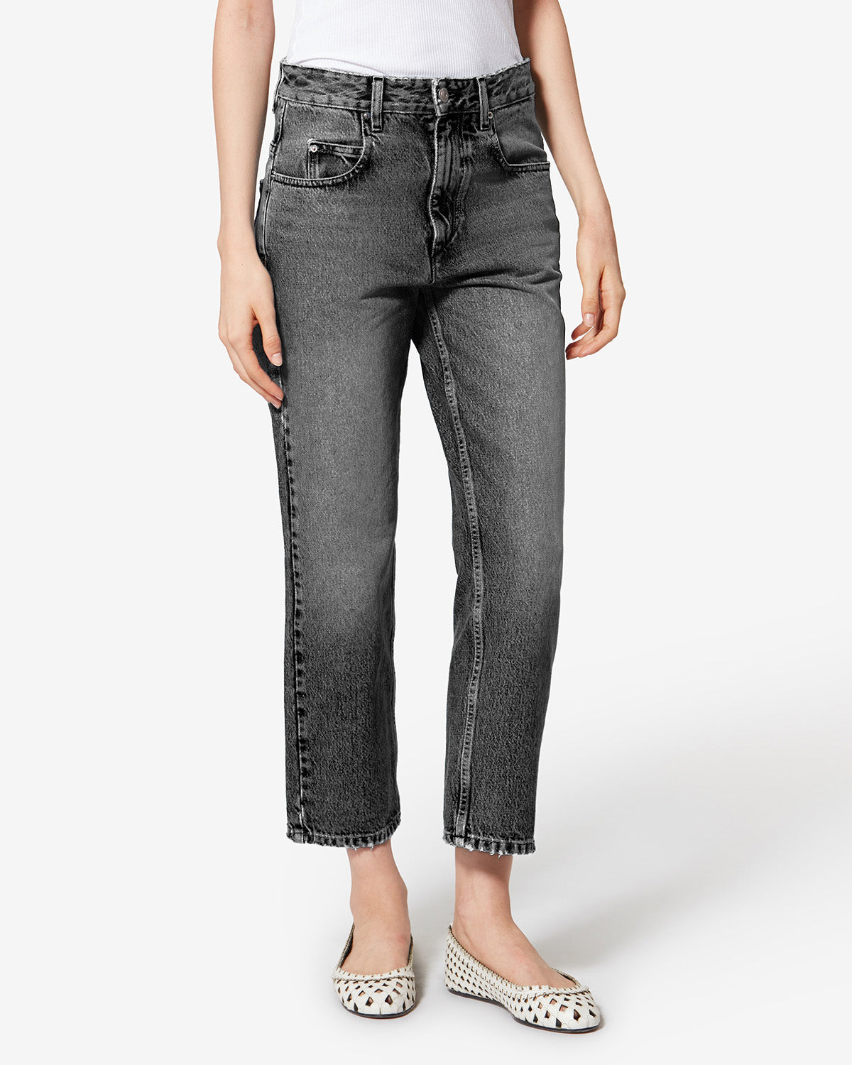 Isabel Marant Dakota jean noir délavé 7/8 ajusté