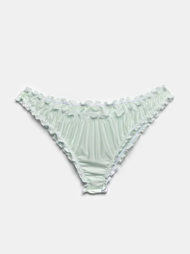 Ester Manas Lingerie Silky Green Ruffled Panties culotte menthe