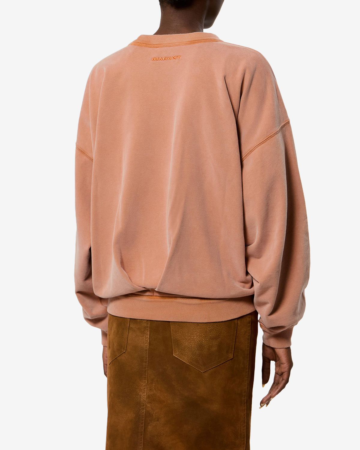 Isabel Marant Sauria sweatshirt coton orange drapé logo dos