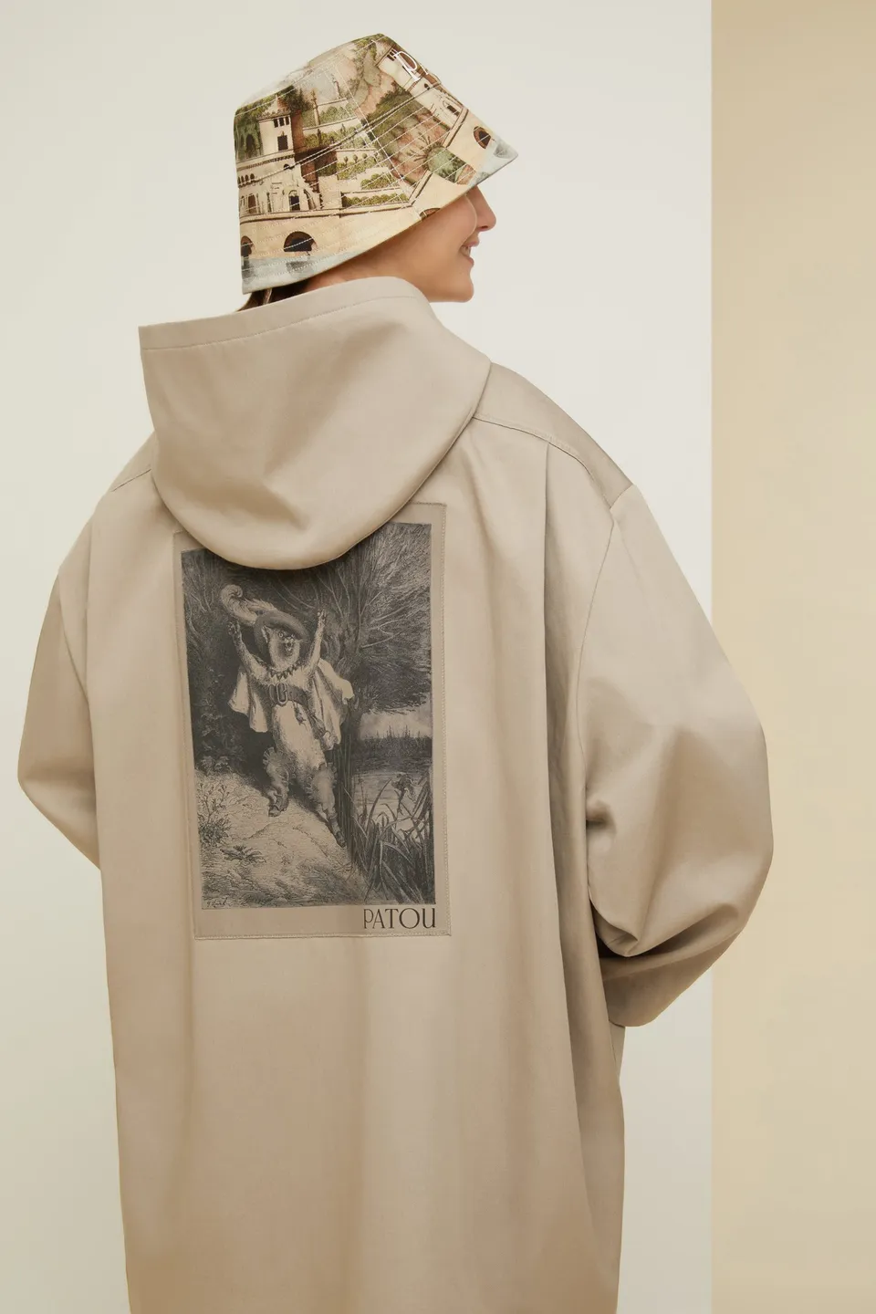 Patou OU010 parka coton bio beige capuche oversize XS