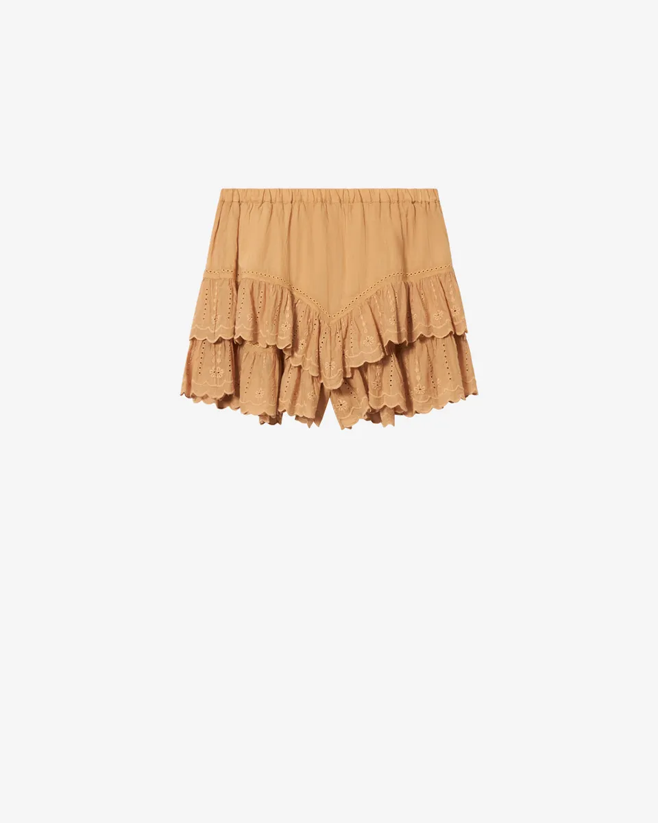 Isabel Marant Pantalons Jocadia short caramel broderie taille 34-44