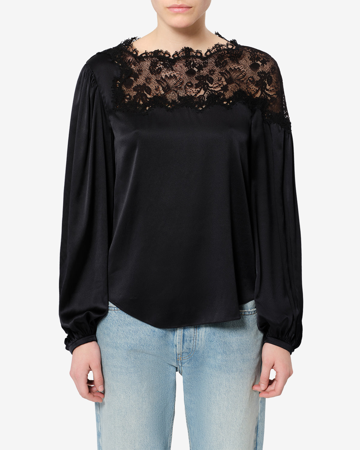 Isabel Marant Azare blouse noir soie dentelle