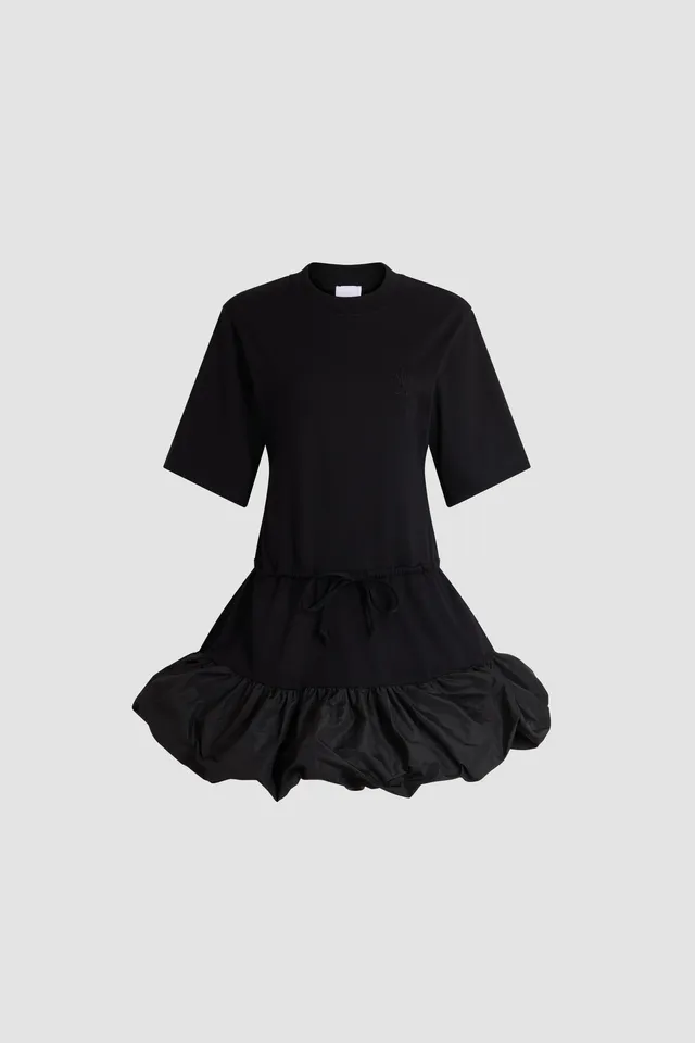 Patou JE279 robe coton bio noire faille évasée