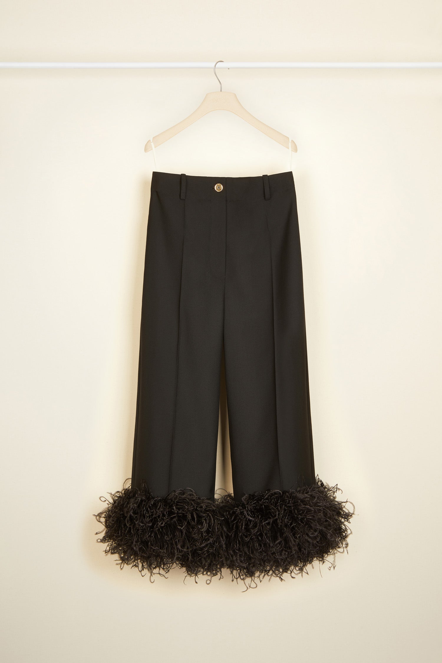 Patou P21TR0110005999B pantalon laine noir plumes