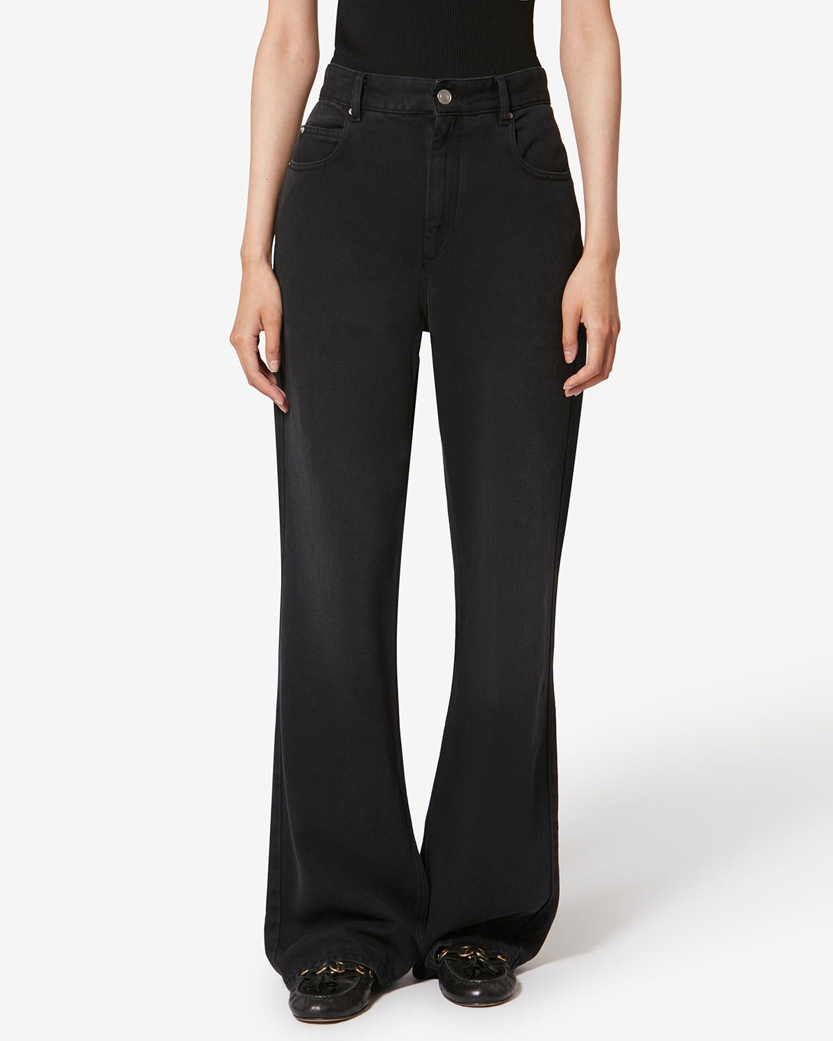 Isabel Marant Belvira jean bootcut noir délavé coton