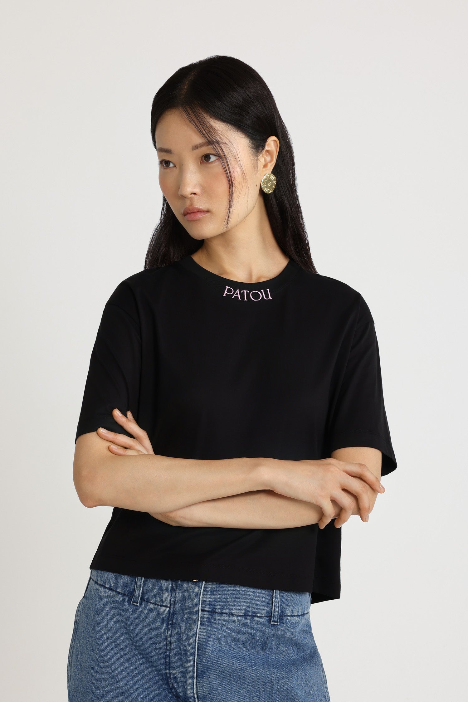 Patou T-shirt Logo Brodé Coton Bio Noir
