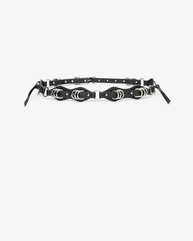 Isabel Marant Bolton Ceinture Cuir Noir 1,5 cm Anneaux