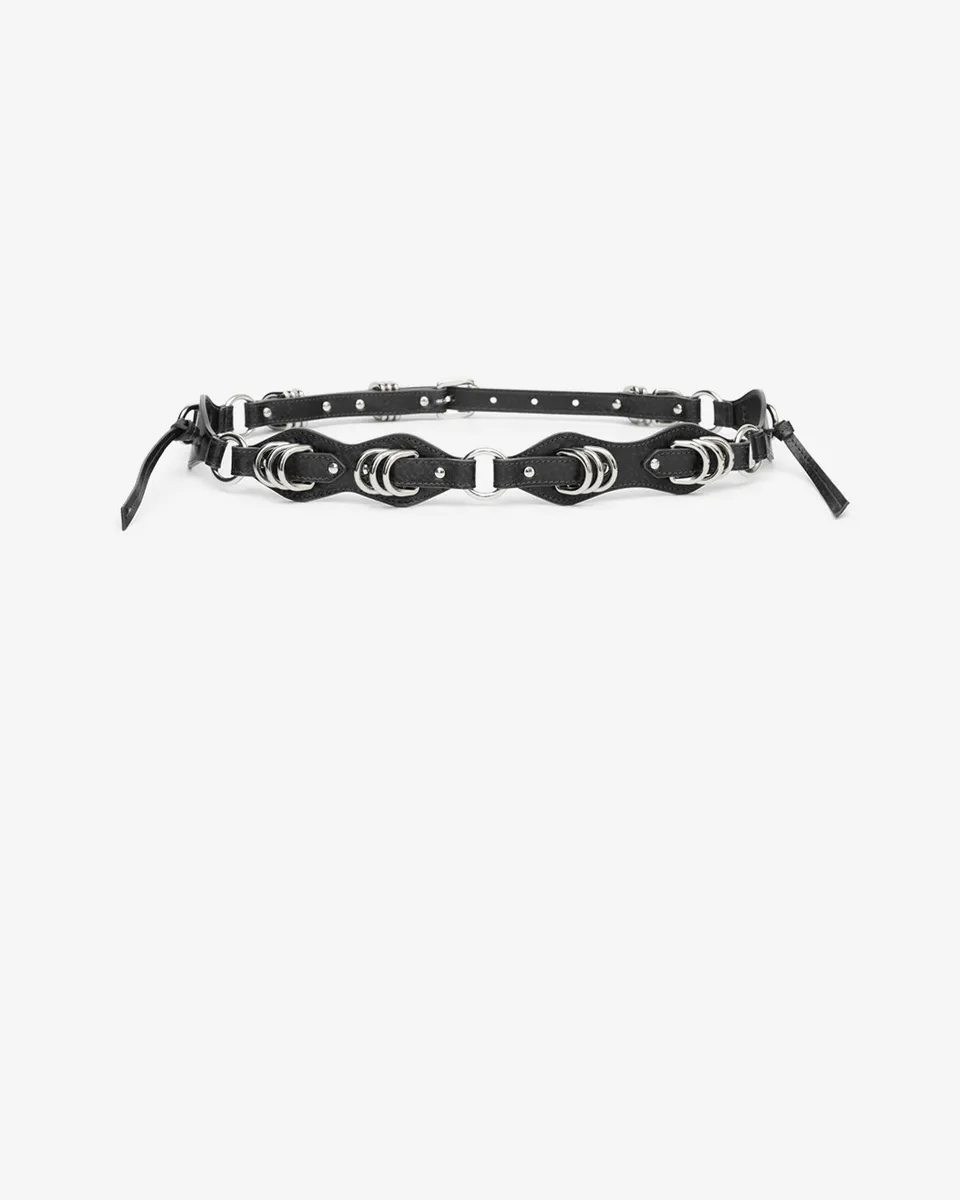 Isabel Marant Bolton Ceinture Cuir Noir 1,5 cm Anneaux