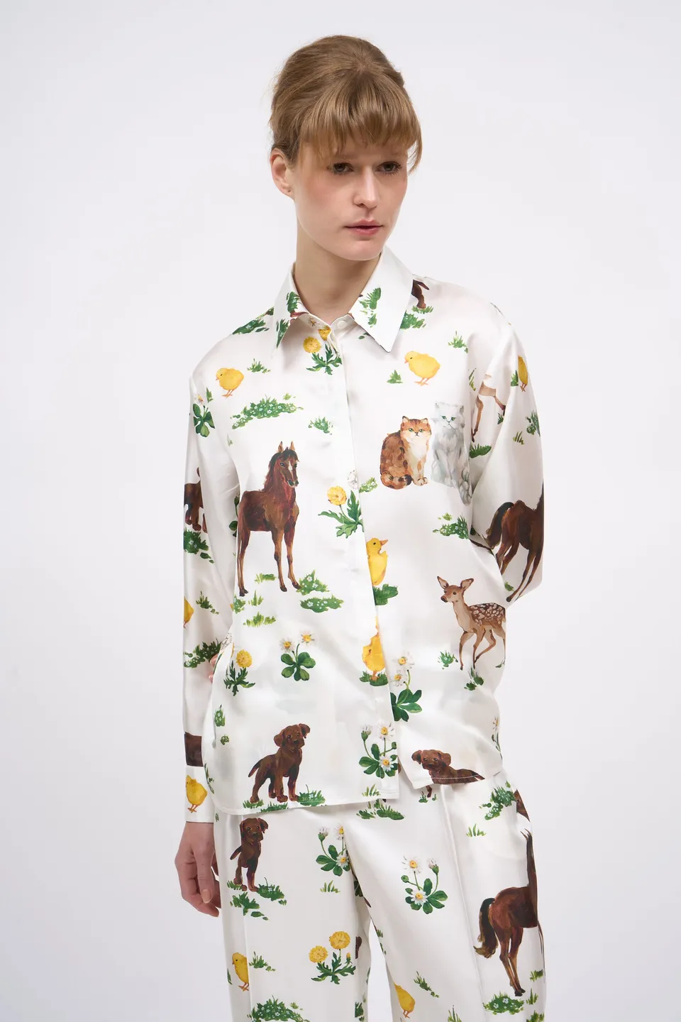 Paul & Joe Gwen chemise soie off white imprimé animalier