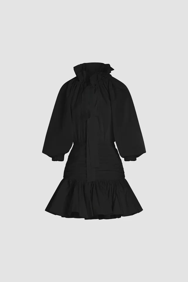 Patou DR175 robe mini faille noire recyclée volants