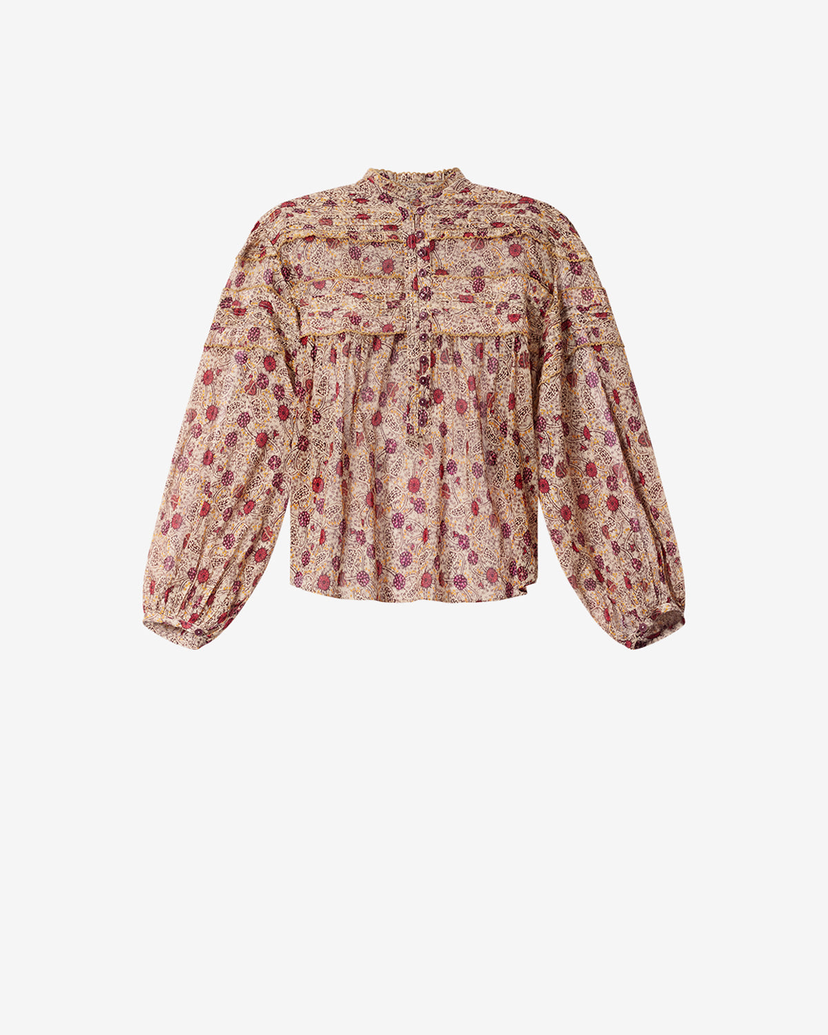 Isabel Marant Doane HT0914FA blouse voile coton écru-framboise