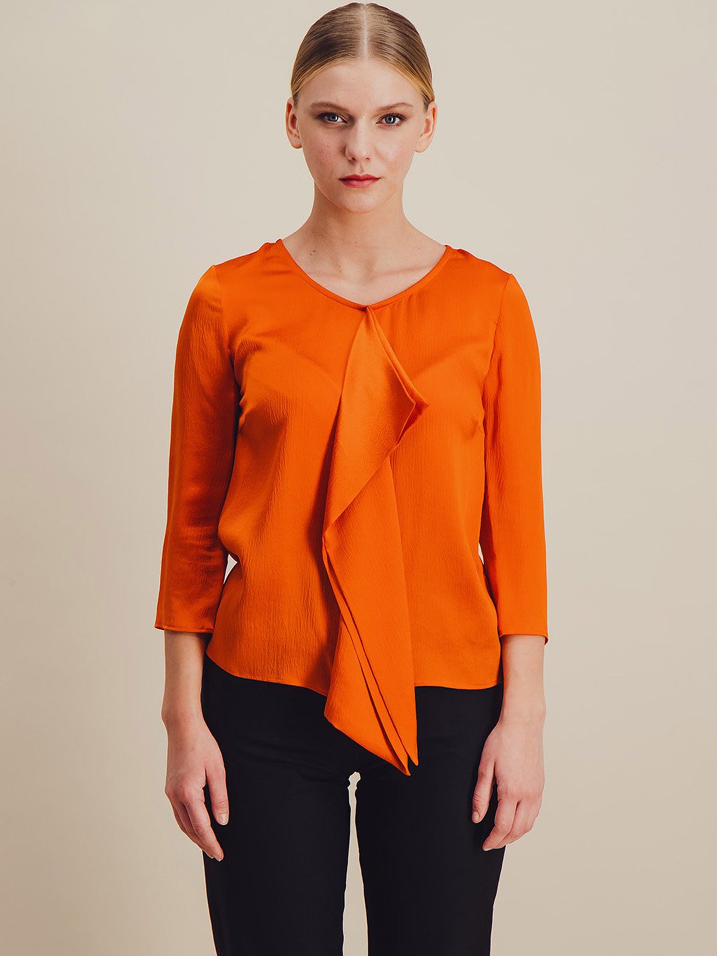 Anahide Saint André Ondulation chemise soie orange