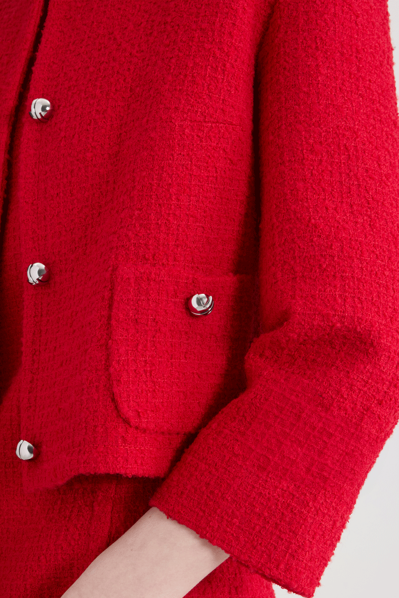Patou JA0620223312L veste courte tweed rouge Scarlet