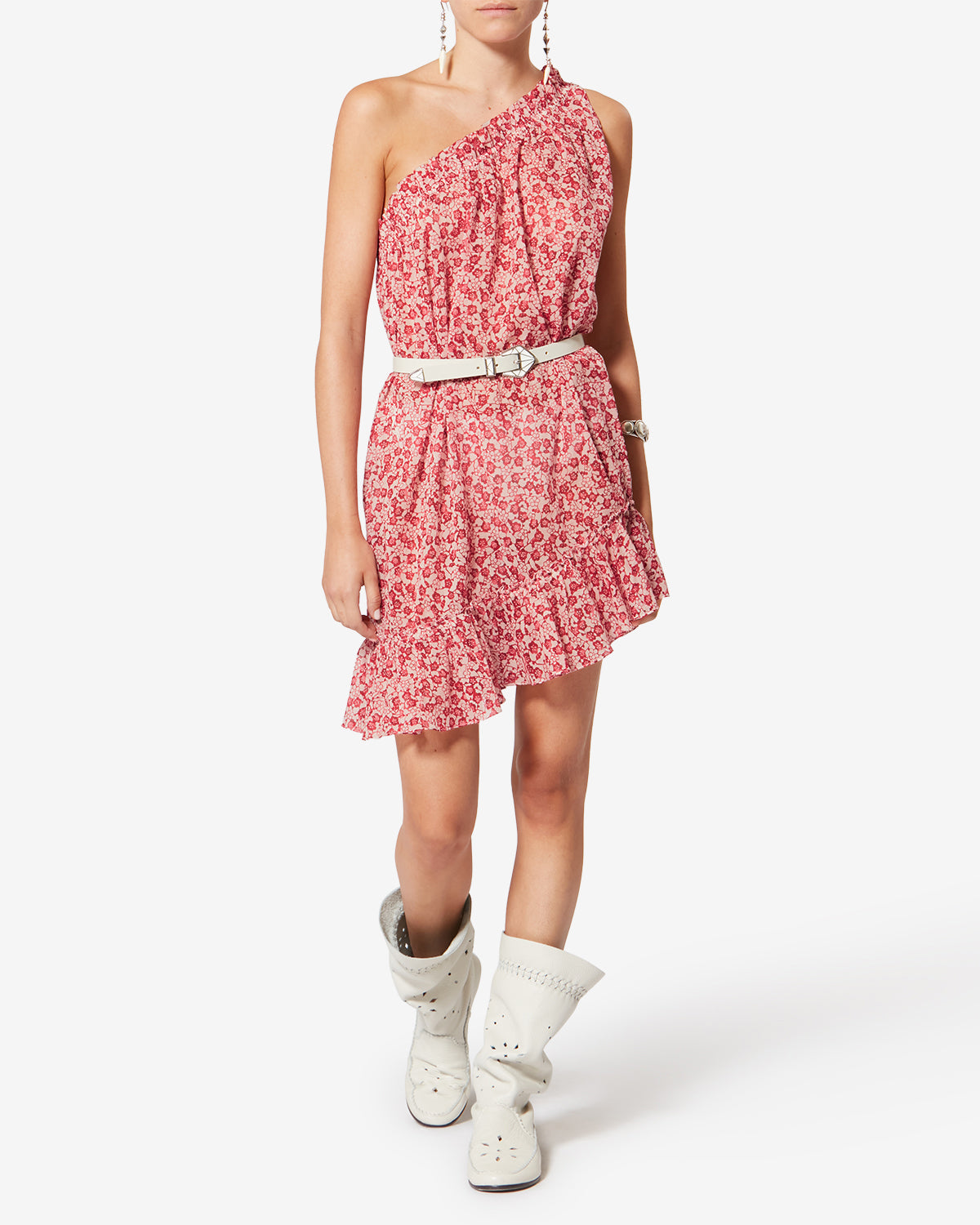 Isabel Marant Estella RO1057FA robe courte rouge fleurie