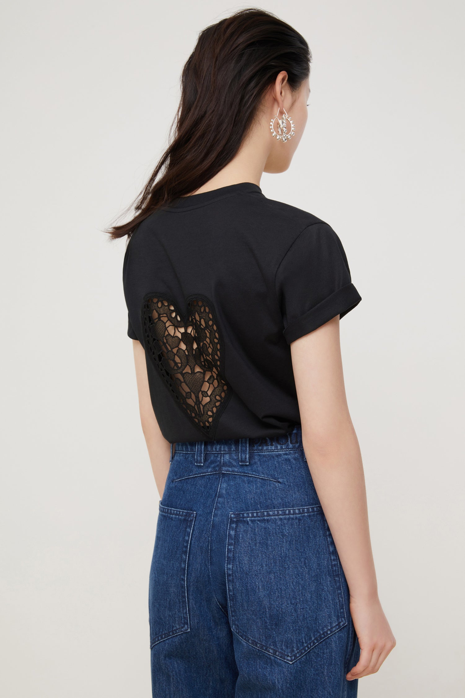 Patou E20JE0229993999B tee coton bio coeur noir