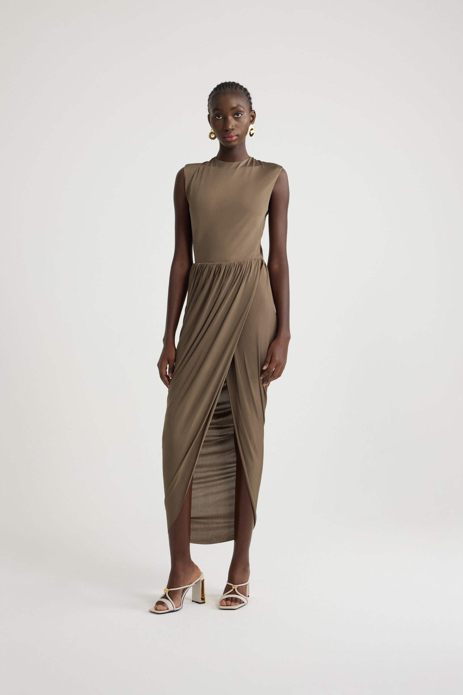Patou P25JE1479973809B robe midi mocha jersey stretch