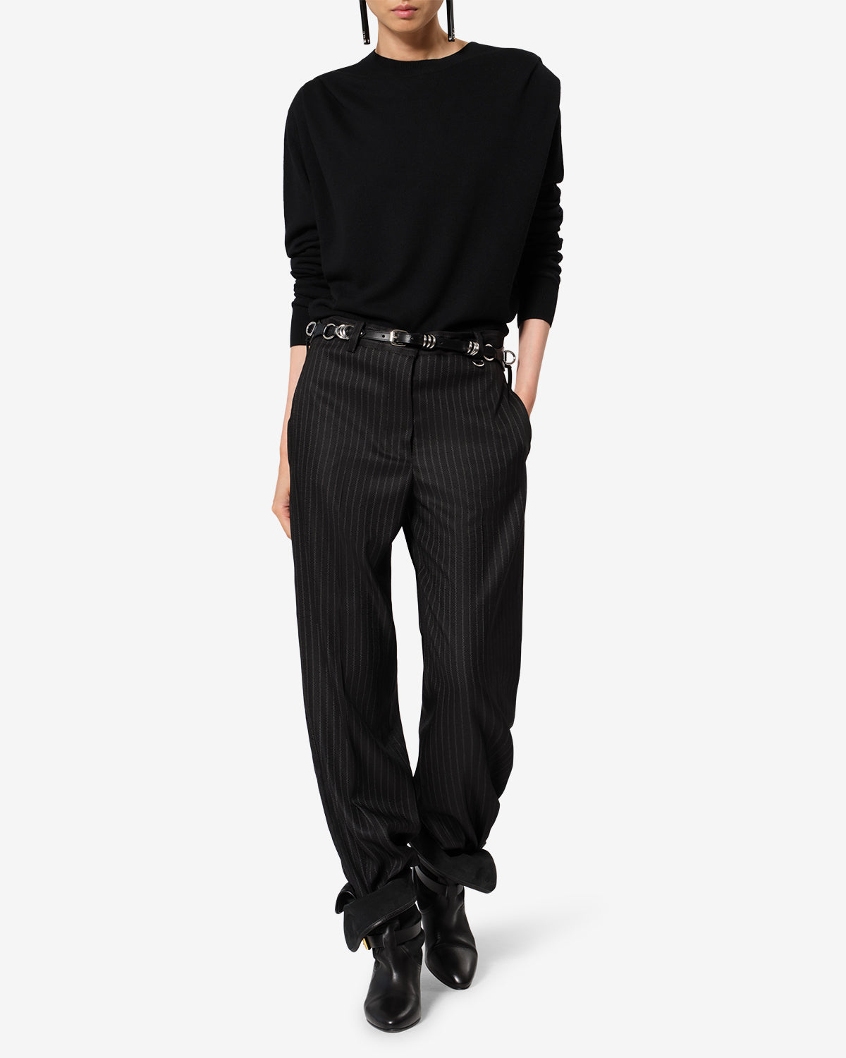 Isabel Marant Noanda pantalon laine noir à rayures