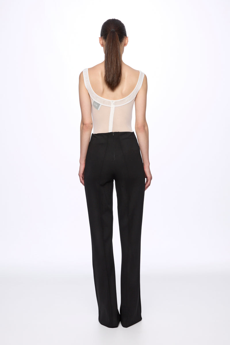 ATU Body Couture bodysuit corset mesh blanc col carré