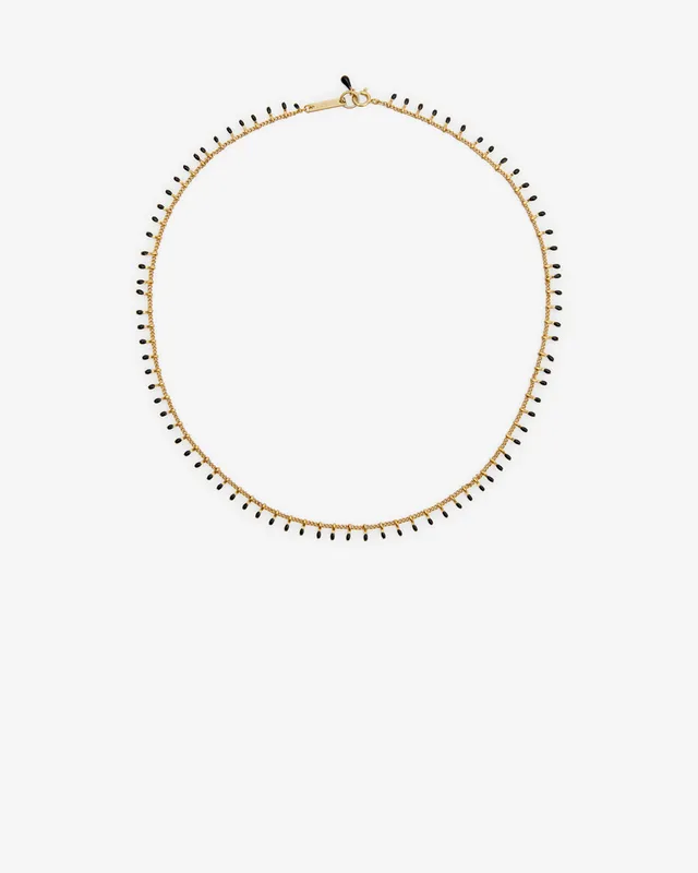 Isabel Marant Casablanca collier laiton doré noir pampilles