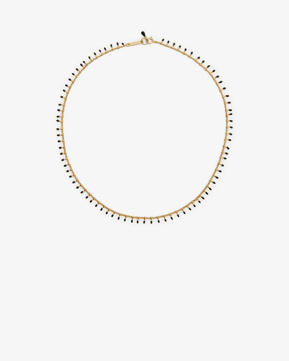Isabel Marant Casablanca collier laiton doré noir pampilles