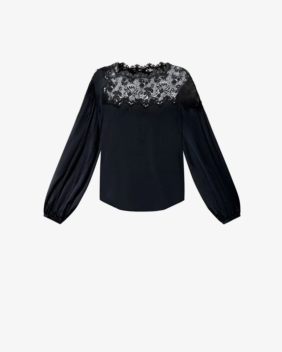 Isabel Marant Azare blouse noir soie dentelle