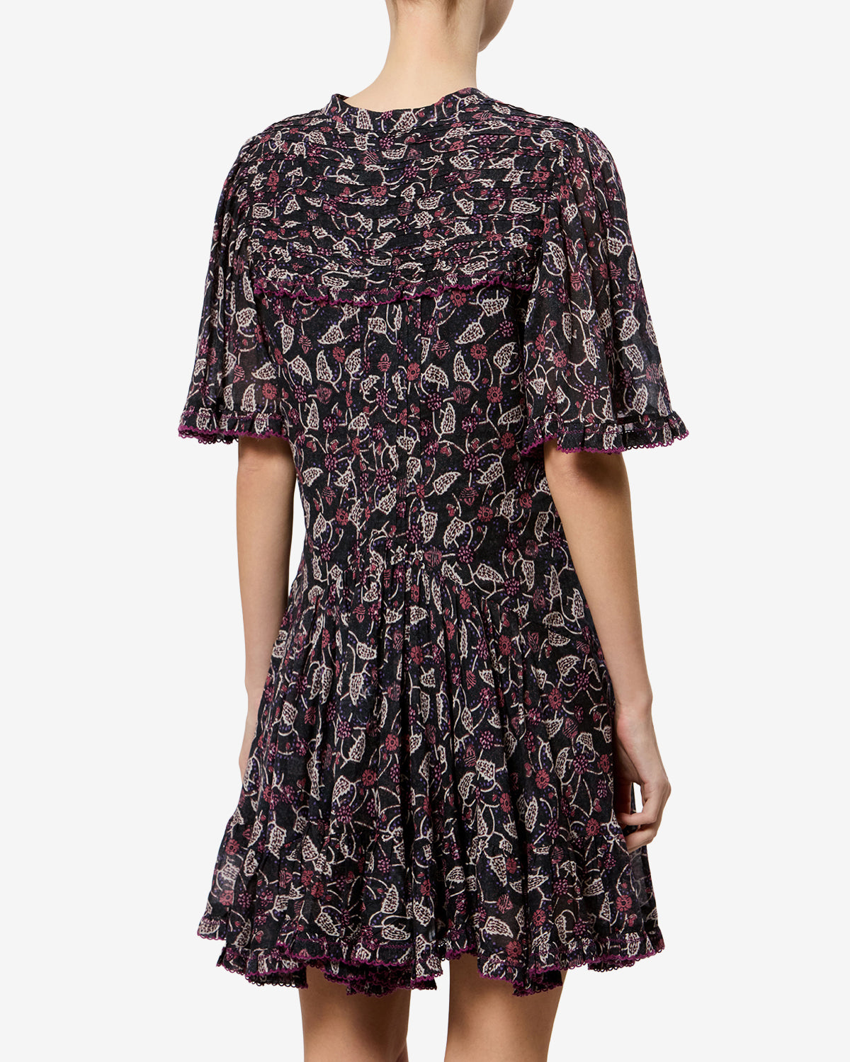 Isabel Marant Daynia robe noir framboise voile coton