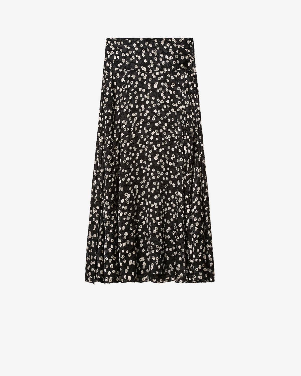 Isabel Marant Hilza jupe longue soie noir écru fleuri