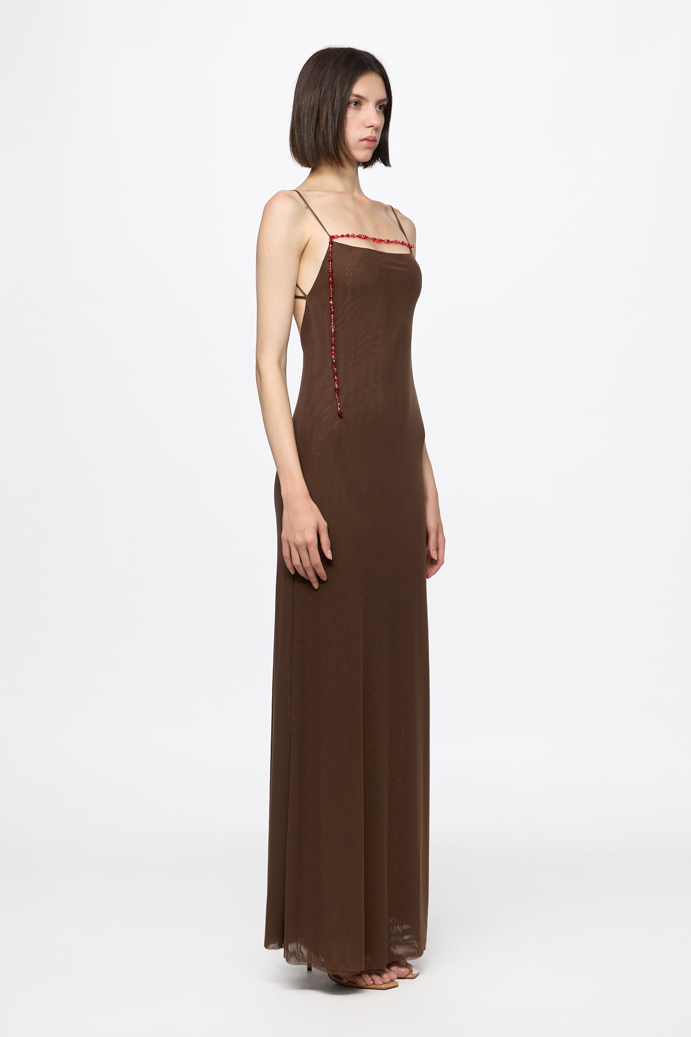 ATU Body Couture robe slip tulle doré détails cristal