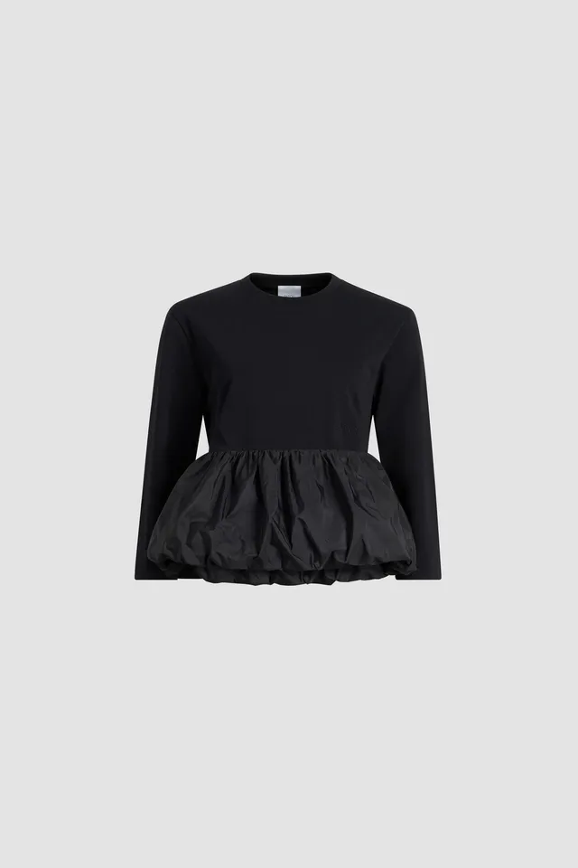 Patou JE191 t-shirt coton noir volant faille