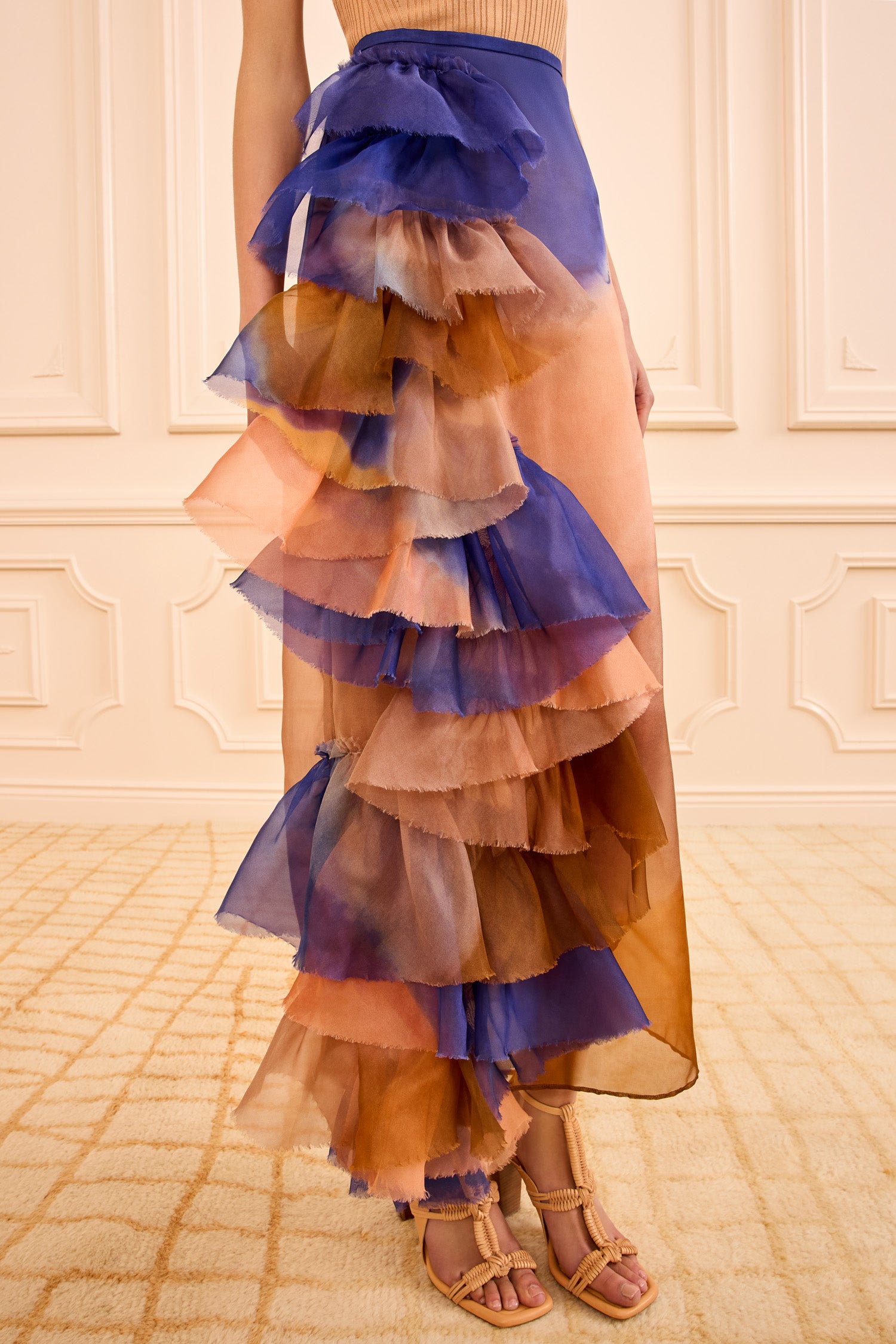 Ulla Johnson Yelena jupe organza soie Moontide