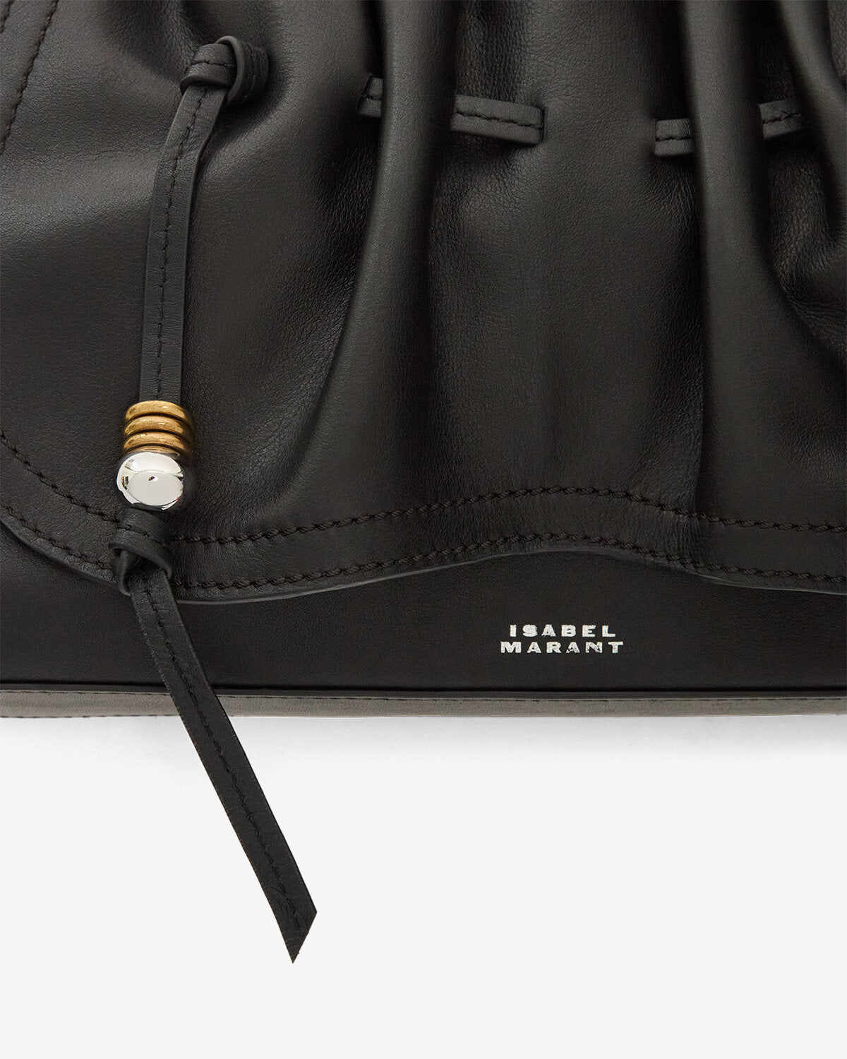 Isabel Marant Bolton Pouch sac cuir noir et argenté