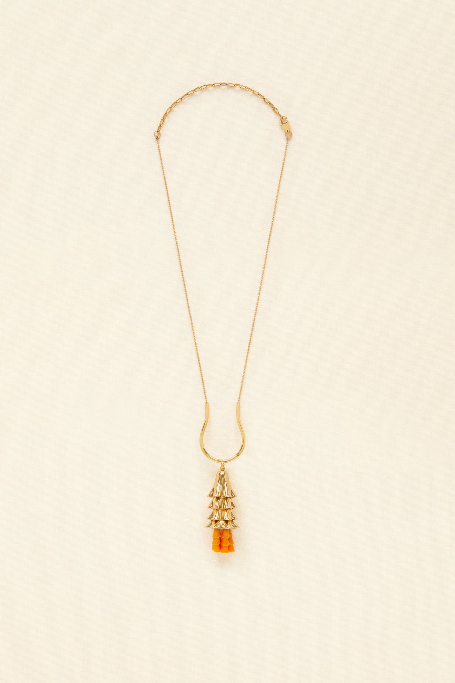Patou A21JW068 collier pendentif Orange laiton perles