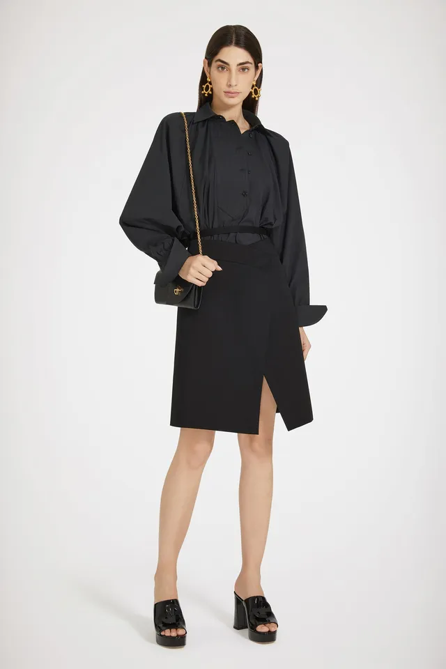 Patou Artist BL031 blouse coton noir popeline