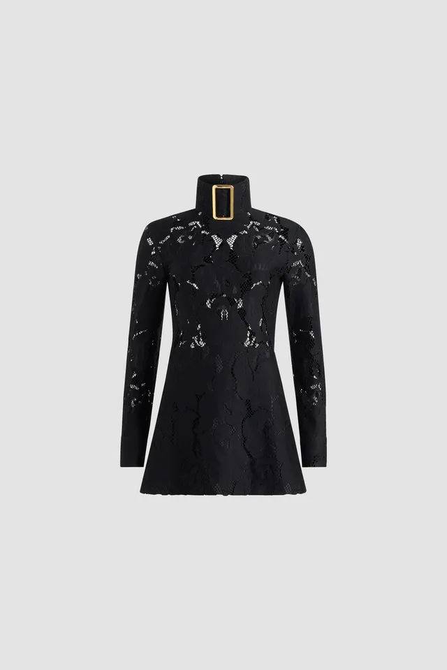 Patou DR193 robe mini dentelle coton Noir