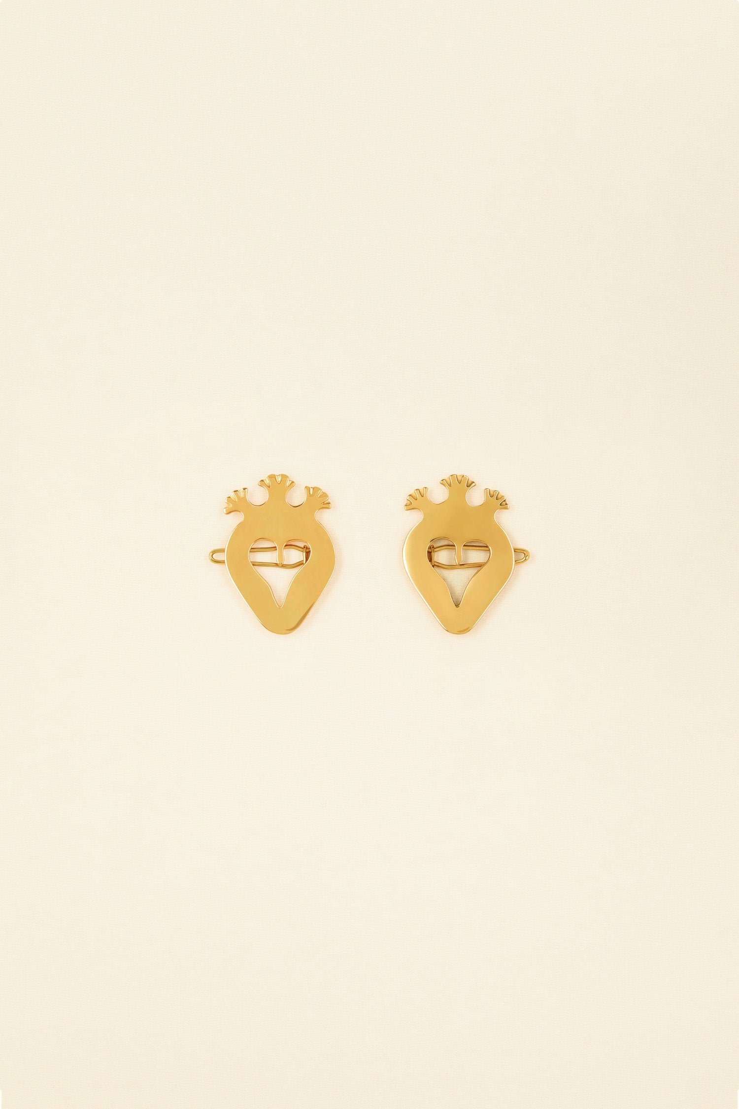 Patou JW052 barrettes coeur laiton doré
