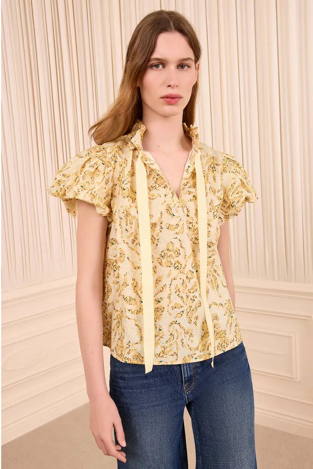 Ulla Johnson Estela FA260226 top coton jaune Chamomile