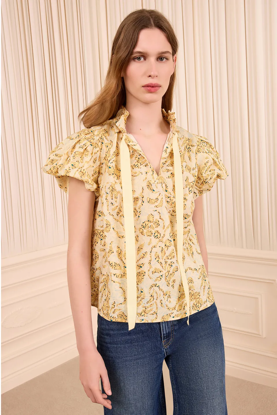 Ulla Johnson Estela FA260226 top coton jaune Chamomile