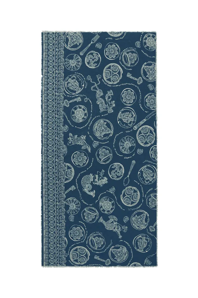 Alemaïs Lucky Cotton paréo coton OS imprimé marin