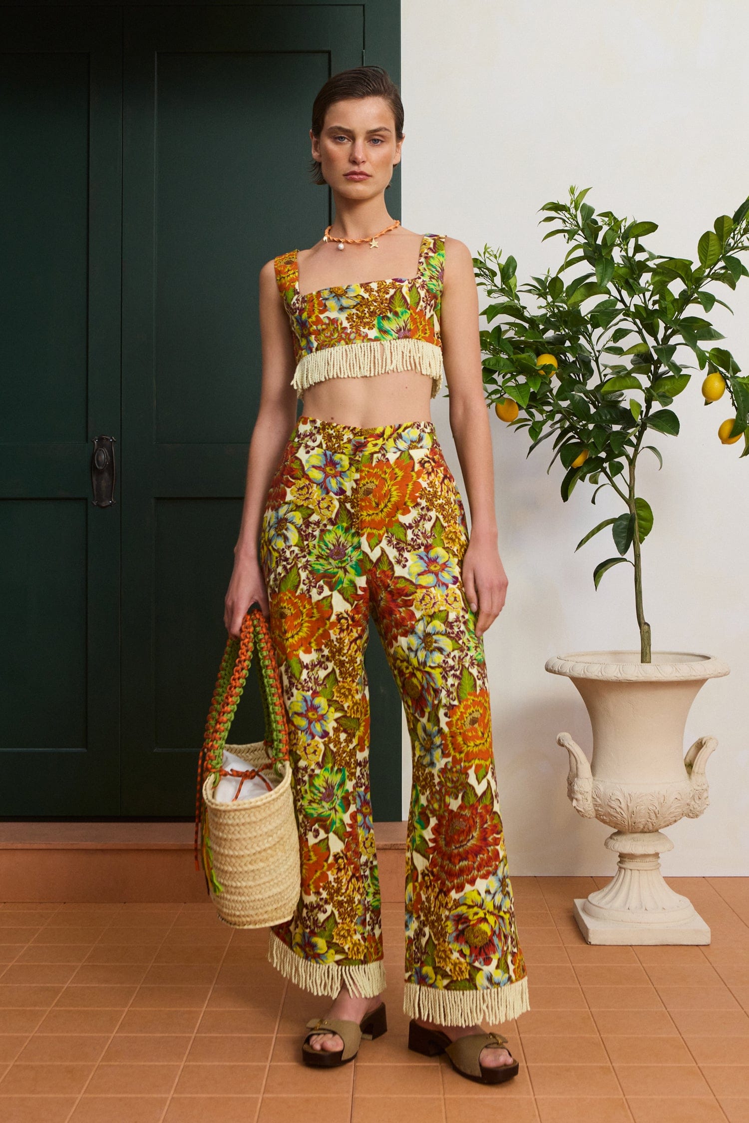 Alemäis Lana Flare Pant pantalon flare lin floral
