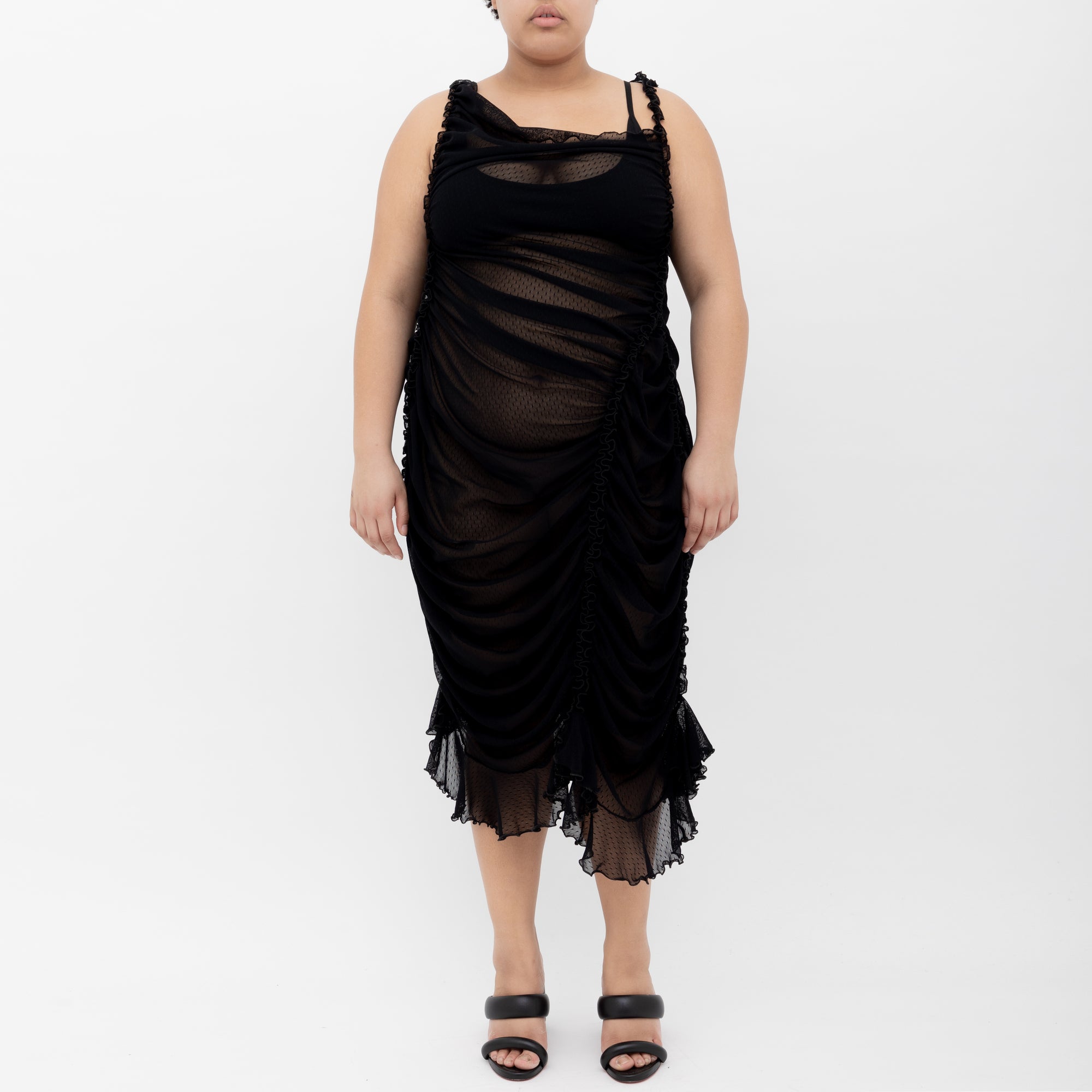 Ester Manas Midnight robe noire mesh froncée Regular