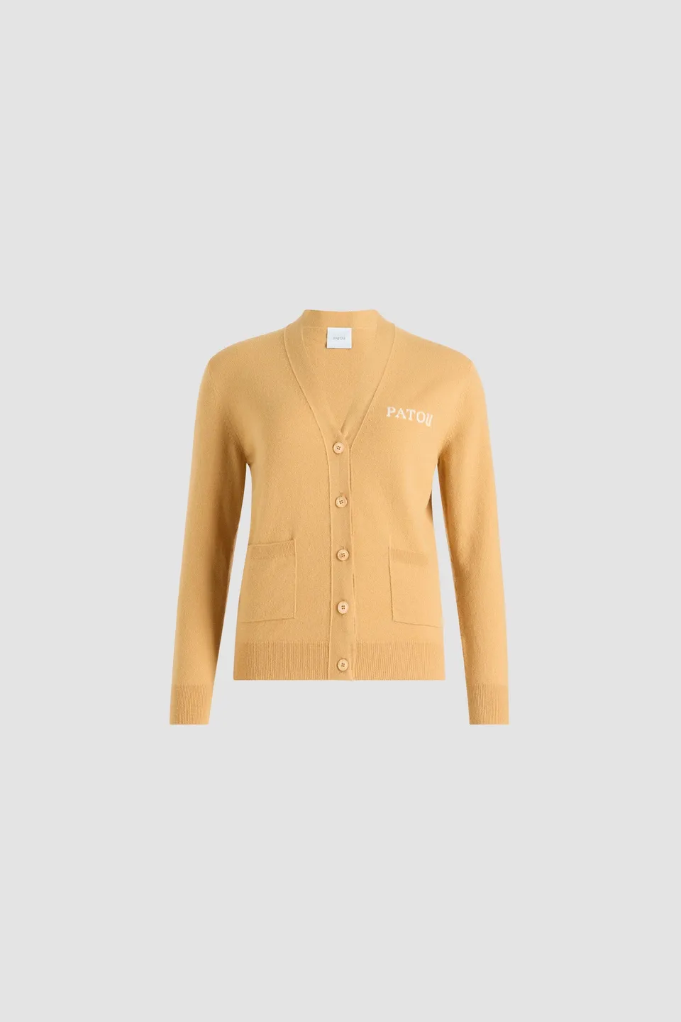 Patou KN306 cardigan intarsia laine cachemire ambre