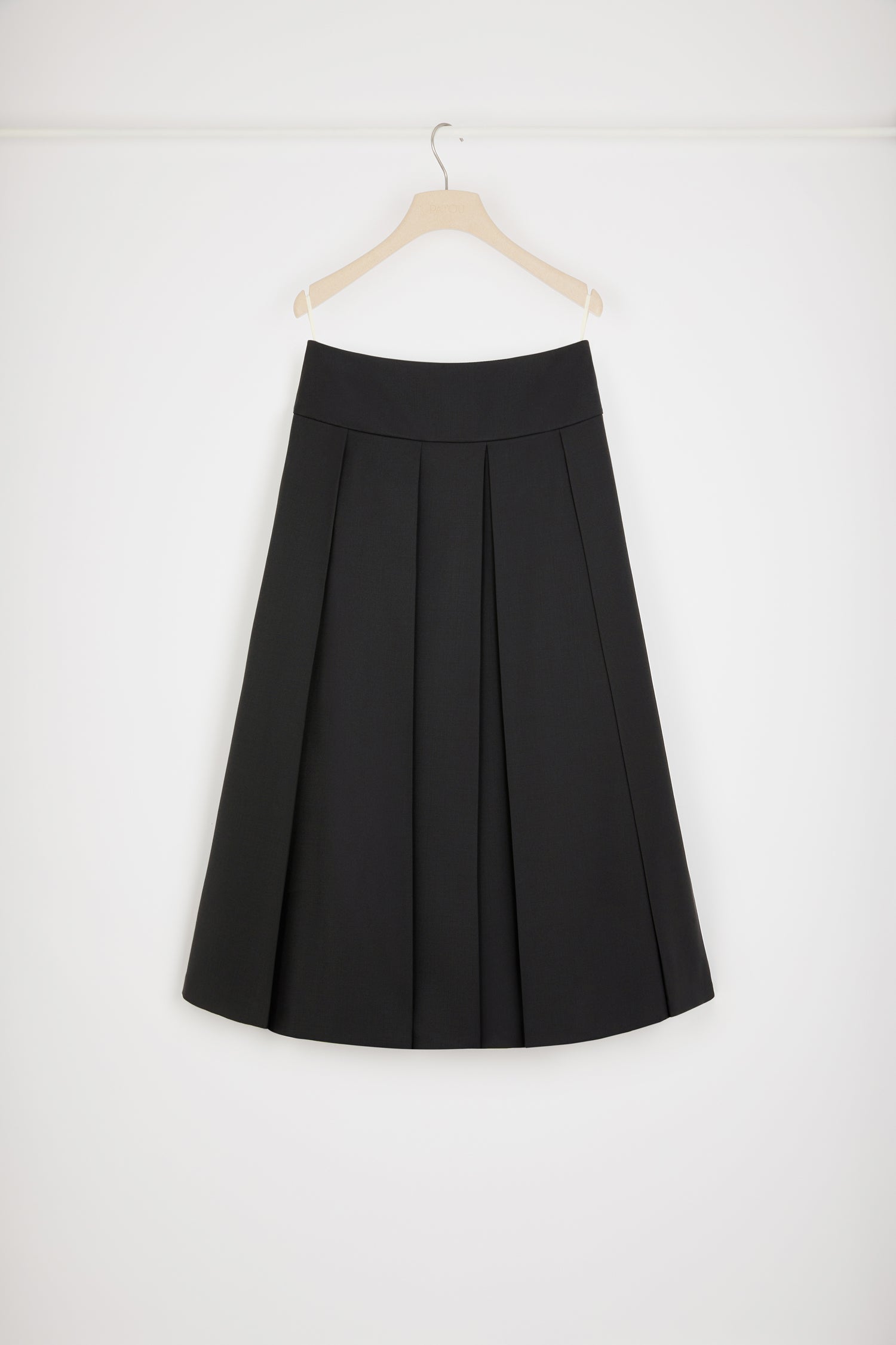 Patou SK049 jupe midi plissée laine noire