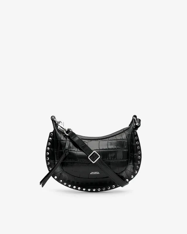 Isabel Marant Oskan Moon sac cuir croco noir argenté