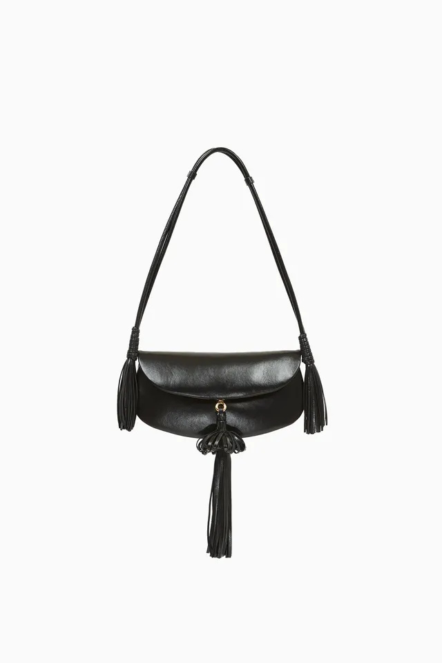 Ulla Johnson Paloma FA251108 sac cuir Noir à pompons