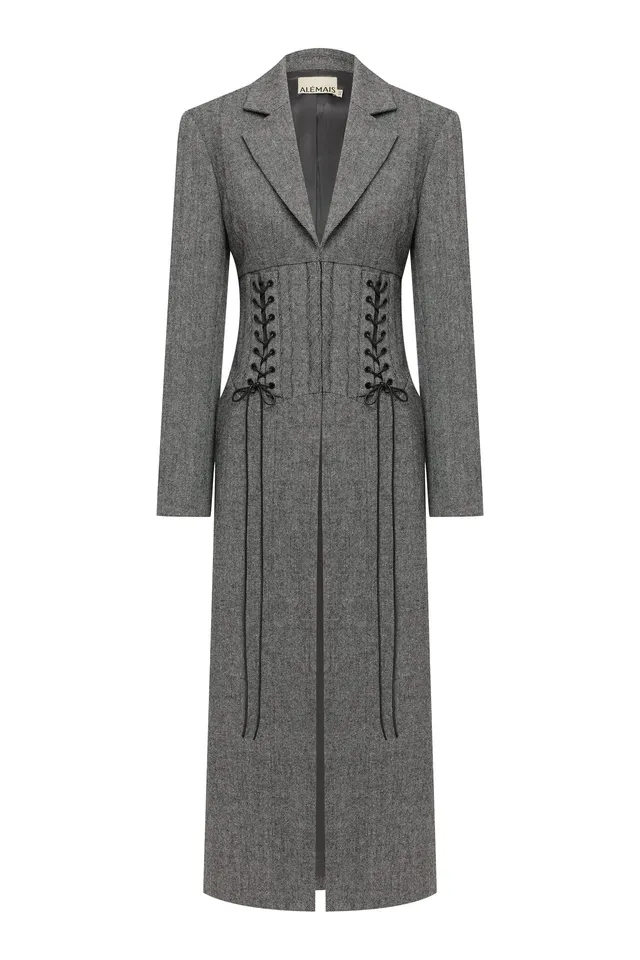 Alemais Henri manteau long laine corset