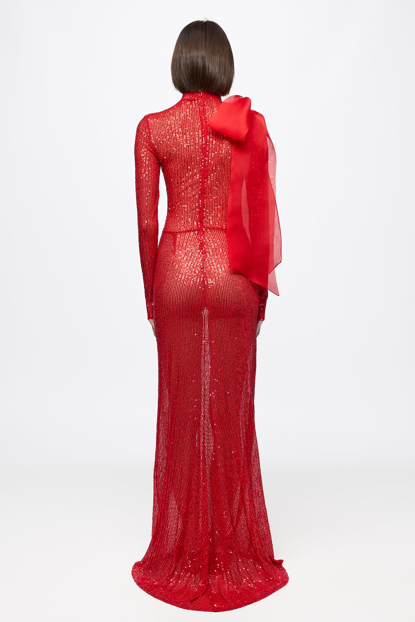 ATU Body Couture Robe Midi Sequins Noirs Nœud Taille S